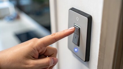 Naklejka premium Modern light switch being activated by a finger