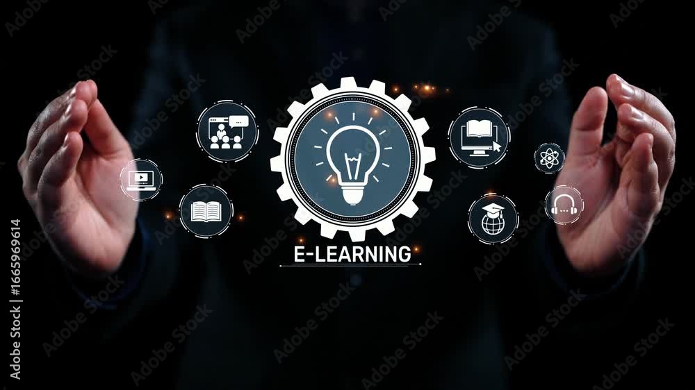 Aufkleber online education boosts access to learning. learn anytime through flexible platforms. education tech