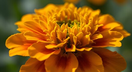 Fototapeta premium Closeup of bright orange and yellow marigold flower