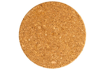 Round Cork Board Coaster Isolated on White for Decoration or Everyday Use