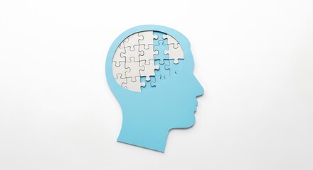 Profile of a Head with a Fractured Puzzle Inside.