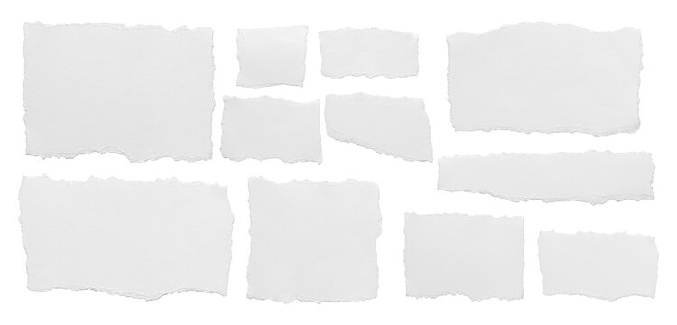 ripped element set of torn paper edges isolated with clipping path on background. torn paper texture, ripped of paper designs and jagged paper edges create a raw, artistic look