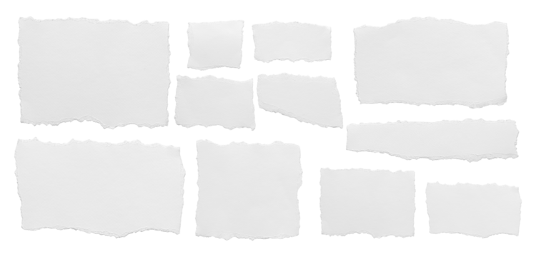 ripped element set of torn paper edges isolated with clipping path on background. torn paper texture, ripped of paper designs and jagged paper edges create a raw, artistic look