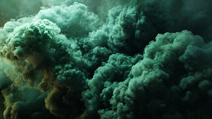 Fototapeta premium A dramatic display of green smoke billowing and swirling in a captivating abstract composition