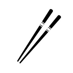 Vector art of a pair of black chopsticks with white stripes, isolated on a, symbolizing asian cuisine and dining culture