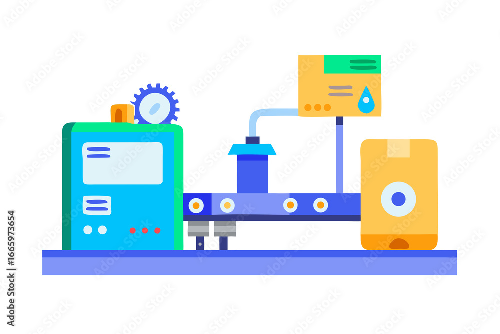 Poster modern industrial automation system with digital display and pressure gauge on a black background