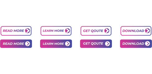 CTA button in pink & purple. Read more button with arrow vector icons. Read more button, Learn More button, Get Quote button, Download button,  Black Color, Website Icon. 01.eps
