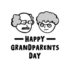 September. Happy Grandparents Day. Flat design vector. Grandfather and grandmother. White background.