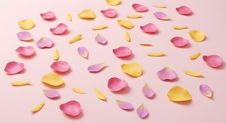 Rose petals pattern on pastel pink background