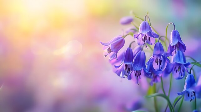 Beautiful violet blue bells on blurred background
