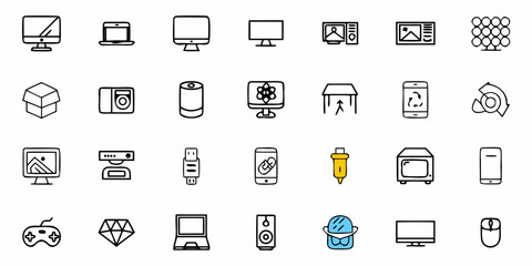 Modern gadgets and devices in a minimalist style provide digital solutions, perfect for tech and design projects