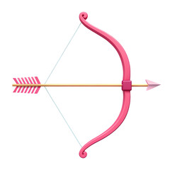 Fototapeta premium Pink cupid s bow and arrow isolated on transparent background