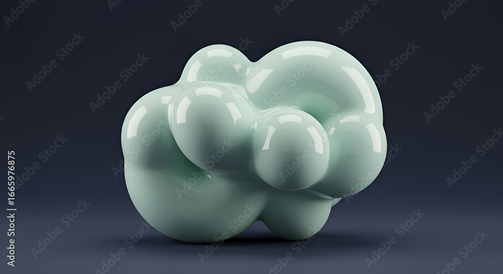 Poster abstract mint green sculptural form in a minimalist studio setting. modern, smooth, and reflective s