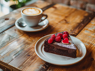 カフェのチョコレートケーキ　Generative AI
