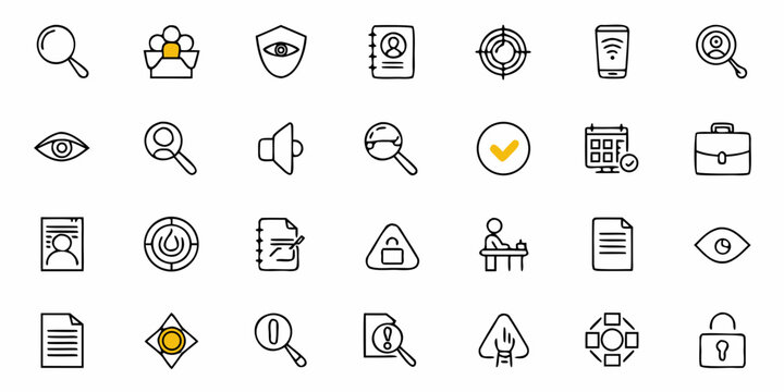 Hand drawn business and finance icons for web design and marketing materials, clear and modern style