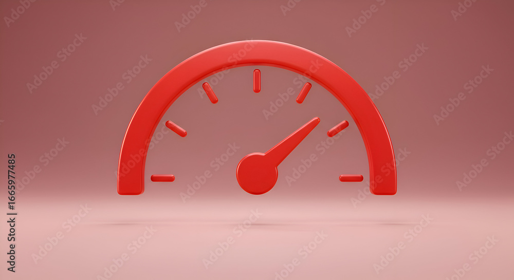 Poster red speed meter icon in minimalist style with no people, displaying speed measurement in a simple, a