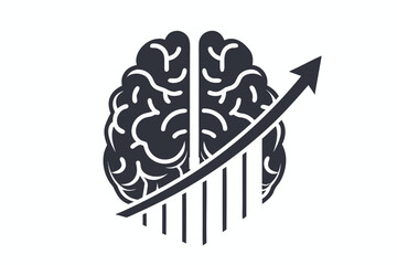 Brain Power Growth Chart Arrow Ascending Upward on White Background