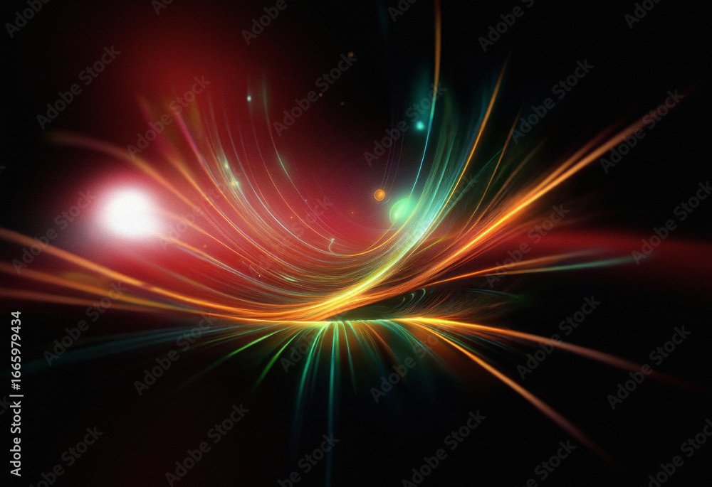Poster abstract sci-fi double exposure background. swirling, luminous lines create a dynamic, otherworldly 