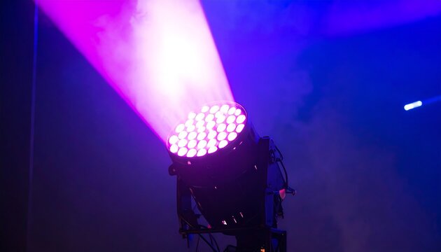 Purple Light Beam Shining Through Haze on a Stage with Moody Dark Background - Powered by Adobe