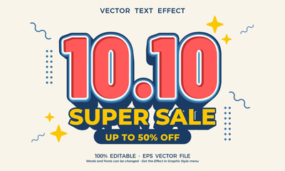 10.10 Text effect design for shopping day sale festival banner