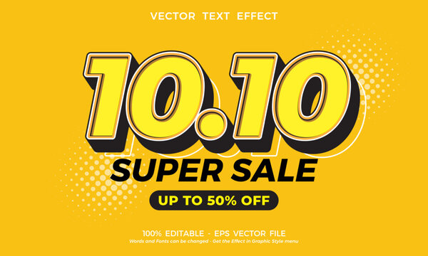 10.10 super sale banner isolated on yellow background