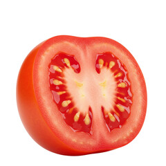 Tomato half cross section close-up for food photography isolated PNG with Transparent Background