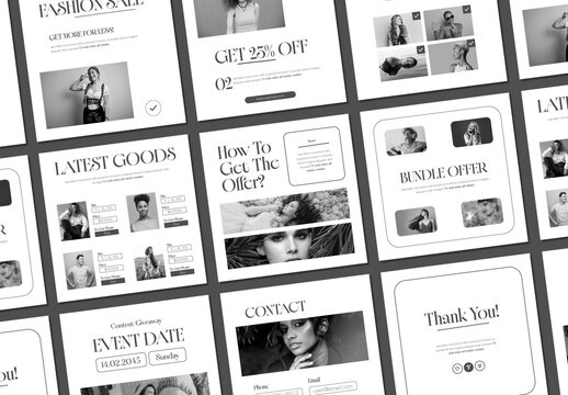 Clean Black and White Social Media Post Templates