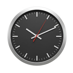 Modern minimalist analog clock face with transparent background isolated on transparent background