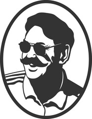 silhouette or monochrome of a man vector illustration