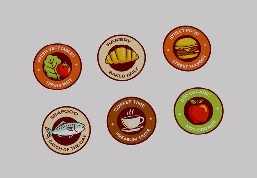 Food Badge Design Set Layout