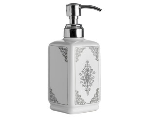 Fototapeta premium White ceramic soap dispenser with a chrome pump,