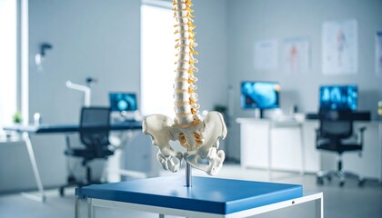 Detailed Spine Model Displayed in Modern Medical Office Setting for Study