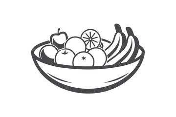 Bowl of Fruits Apple, Orange, Lemon and Banana on White Background