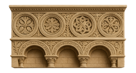 Romanesque border with circular and arch designs