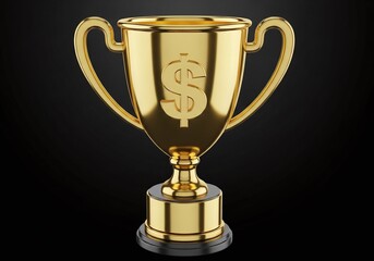 Fototapeta premium Golden trophy with dollar sign