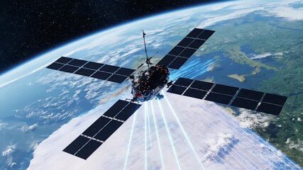 Satellite Communication Network Over Earth - Powered by Adobe