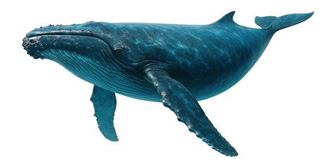 Humpback whale with long pectoral fins and knobby head
