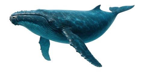 Humpback whale with long pectoral fins and knobby head