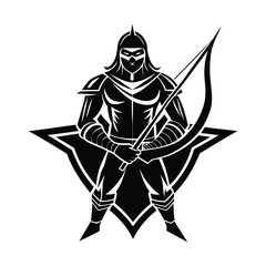 Fierce warrior archer in stylized armor holding a bow ready for battle