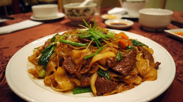 Beef chow fun in cantonese tea restaurant