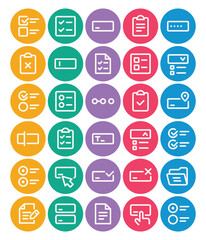 Circle color outline icons set for Form fields, tasks, documents.