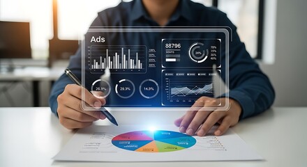 Analyze digital marketing data with modern dashboard for strategic business decisions and insightful campaign ads