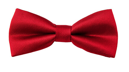 **Red bow tie on white background, front view. The red color of the men's bow tie is a classic and timeless style for various formal events or weddings. 