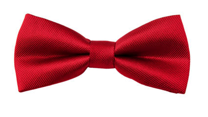 **Red bow tie on white background, front view. The red color of the men's bow tie is a classic and timeless style for various formal events or weddings. 