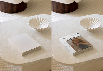 Mockup Of Two Customizable Books On Table