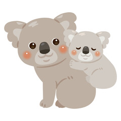 赤ちゃんをおんぶした親子コアラのイラスト