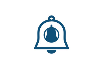 Blue Simple Bell Icon Alert Notification Design on White Background