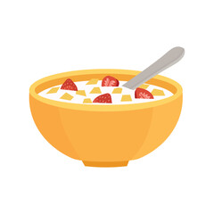 Strawberry cornflakes. Oatmeal with milk.