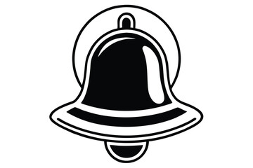 Bell Icon with Bold Black Outline and Detailed Design on White Background