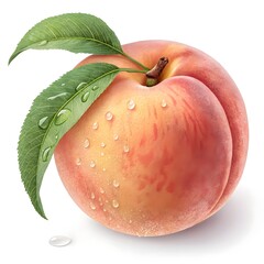 Georgia Peach Golden Sunset Jewel with Soft Velvety Skin and Gentle Blush Glow on White Background Radiating Juicy Sweetness, Orchard Freshness, and Elegant Minimalist Style